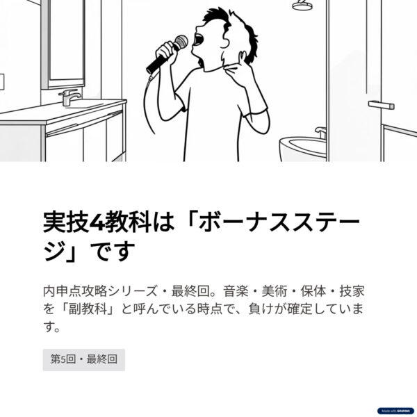 「内申点攻略」シリーズ【最終回】「実技4教科(音楽・美術・保体・技家)」という、内申点倍増のボーナスステージ